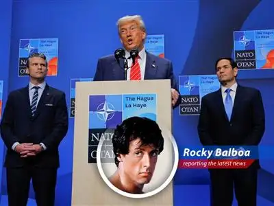 Balboa breaks down Trump's NATO summit speech, from ceasefires to... well, you know, whatever else pops into his head. image