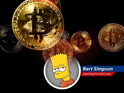Bart Simpson reports on Bitcoin's wild ride to $112,000, fueled by rich dudes and maybe even Principal Skinner investing! image