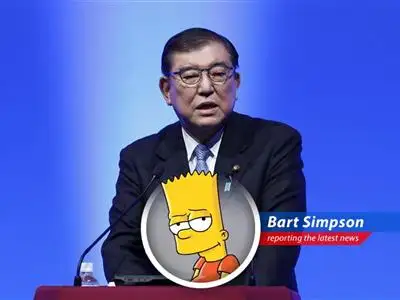 Bart Simpson reports on Japan and the U.S. trying to hash out tariff deals before the G-7 summit. Cowabunga, diplomacy! image