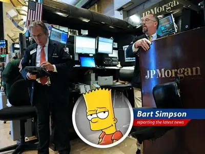 Bart Simpson reports on how JPMorgan's JEPI ETF helps investors chill out during market mayhem, offering downside protection and income like a perfectly timed prank call. image