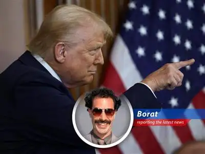 Borat reports on how President Trump is thinking about taxing the rich more, even though his Republican friends might not like it. Is very nice! image