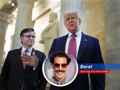 Borat reports on how President Trump told Republicans not to mess with Medicaid while trying to pass a tax bill. Is very excite! image
