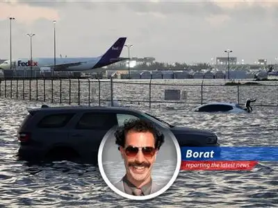Borat reports on the crumbling American infrastructure, climate change woes, and why your bridge might melt like ice cream in July. image