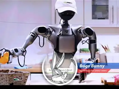 Bugs Bunny reports on how Nvidia and Microsoft are racing towards a $4 trillion market cap thanks to the AI boom, leaving everyone else in the dust! image