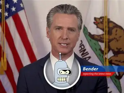 California Governor Gavin Newsom is suing Fox News for defamation over misleading statements about a phone call with Donald Trump, seeking damages mirroring the Dominion settlement. Looks like someone's getting Bender's patented shiny metal justice! image