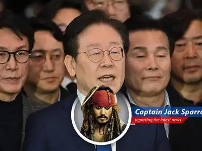Captain Jack Sparrow reports on South Korea's presidential frontrunner Lee Jae-myung's bold stance on renegotiating trade tariffs with the U.S., a dance as delicate as walkin' a tightrope across the Maelstrom! image