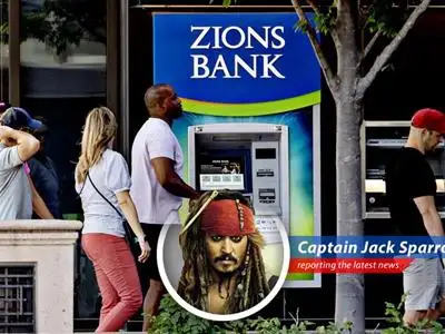 Captain Jack Sparrow reports on the recent stock market movements, where some banks missed the treasure and one tech company found a doubloon-filled chest! image