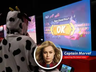 Captain Marvel reports on Jensen Huang's bold claims about the Nintendo Switch 2, just days before its highly anticipated release, blending superheroic commentary with gaming geekiness. image