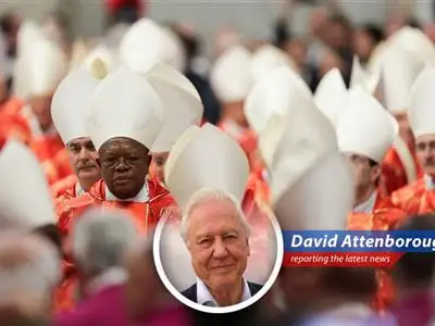 Cardinals convene in the Sistine Chapel to elect Pope Francis's successor, with black smoke indicating an initial stalemate and the world watching with bated breath. image