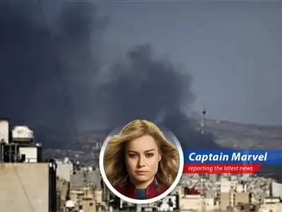 Carol Danvers (aka Captain Marvel) reports on the escalating tensions in the Middle East, offering her unique perspective and hoping everyone takes a chill pill. image