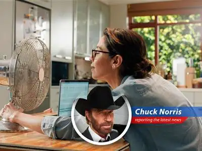 Chuck Norris delivers a roundhouse kick to rising AC costs with energy-saving tips, ensuring your wallet survives the summer heat. image