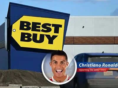 Cristiano Ronaldo weighs in on Best Buy's recent financial struggles, blaming tariffs and possibly his own dazzling presence for the electronics retailer's lowered expectations. image