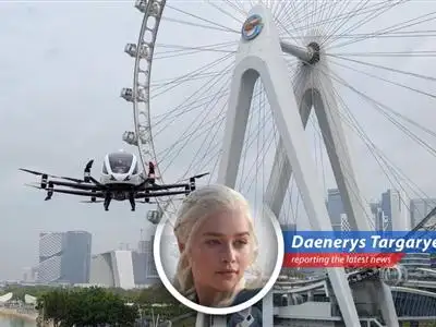 Daenerys Targaryen reports on China's certification of pilotless flying vehicles and Ehang's projected dominance, while throwing shade at US regulators and dreaming of dragon-free air travel. image