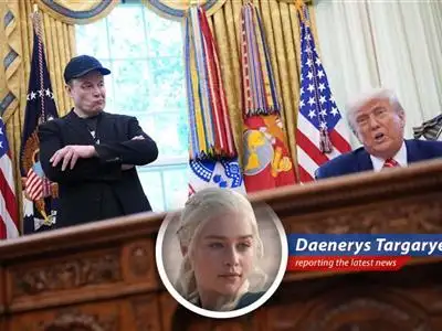 Daenerys Targaryen reports on Elon Musk's departure from his role in Trump's administration, offering a humorous perspective on the billionaire's government service and its impact. image
