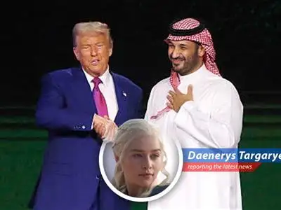 Daenerys Targaryen reports on Trump's ambitious deals with Saudi Arabia, a massive defense agreement, potential AI investments, and the lifting of Syrian sanctions, all while questioning if this 'chance at greatness' is more dragon's breath or empty promise. image