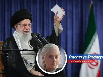 Daenerys Targaryen reports on the escalating tensions between Iran and the US, with a touch of dragonfire and a wink to Westeros. image