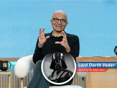 Darth Vader analyzes Microsoft's Q3 earnings, the looming threat of tariffs, and Azure's wavering Force, all while pondering the Emperor's latest budget cuts. image