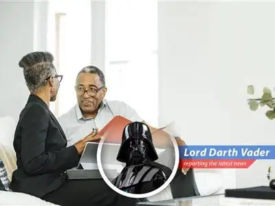 Darth Vader analyzes the galactic economy, advising investors to choose wisely amidst market volatility and whispers of rebellion. image