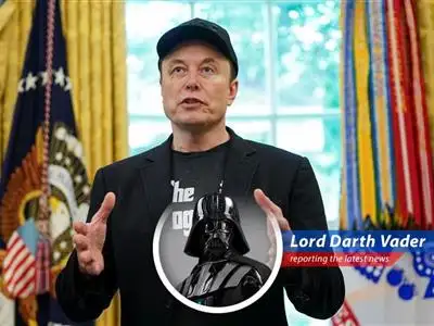 Darth Vader weighs in on Elon Musk's recent social media purge and his escalating feud with Donald Trump, finding the whole affair rather... amusing. image