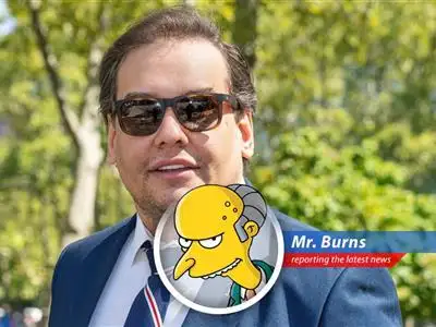Disgraced ex-congressman George Santos awaits sentencing for fraud, theft, and general tomfoolery, leaving Mr. Burns to ponder the state of modern politics. image