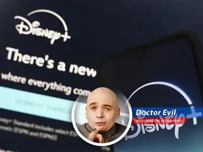 Doctor Evil analyzes Disney's surprising Q2 earnings, subscriber surge, and ambitious 2025 projections, wondering if he should invest... or destroy them. image