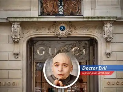 Doctor Evil analyzes Kering's recent sales slump, questioning whether this signifies an opportunity to take over the world, as Gucci's sales plummet and macroeconomic woes loom. image