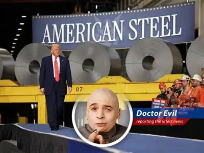 Doctor Evil reports on Trump's executive order greenlighting the U.S. Steel and Nippon Steel merger, complete with a 'golden share' for the U.S. government. Is this a diabolical scheme in disguise? image