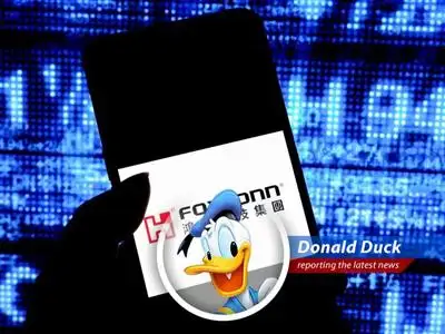 Donald Duck reports on Foxconn's new semiconductor plant in India, a $433 million deal promising chips galore by 2027, amid shifts from China and a quack-tastic tech landscape. image