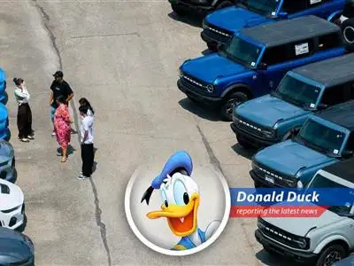 Donald Duck reports on how tariffs are quacking up consumer spending, with folks either rushing to buy cars or holding onto their clams like Scrooge McDuck. image