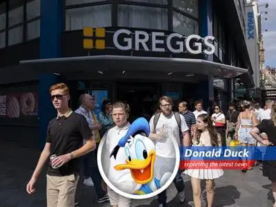 Donald Duck reports on how the U.K.'s heatwave caused a dip in sales for Greggs, the famous bakery chain. Looks like even sausage rolls can't beat the heat! image
