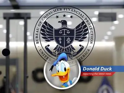 Donald Duck reports on the Consumer Financial Protection Bureau easing regulations on Buy Now, Pay Later services, stirring up a real hullabaloo! image