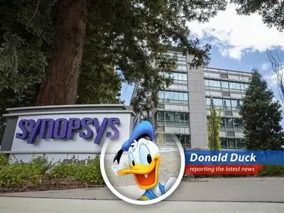 Donald Duck reports on the White House's order to halt chip software sales to China, causing Cadence and Synopsys stock to take a nosedive! What a quack-up! image