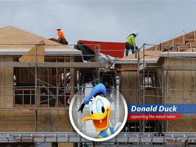 Donald Duck reports on the soaring lumber prices that are making life tough for builders and home buyers. Quack! image
