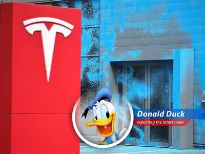 Donald Duck reports on the wild ups and downs of the stock market, from Tesla's European woes to steel tariff triumphs, with a healthy dose of satire and fowl frustration. image