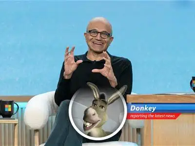 Donkey here, breakin' down Microsoft's quarterly report – slower growth, AI gambles, and tariff troubles! Sounds like someone needs a hug... or maybe just a bigger stack of waffles! image
