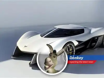 Donkey reports on General Motors unveiling a wild, electric Corvette concept car in England, signaling a potential return to Europe amidst trade tensions and EV adoption challenges. image