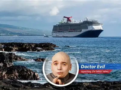 Dr. Evil analyzes Carnival's unexpected financial success, questioning if it's enough to fund his world domination schemes and the construction of a moon base. image
