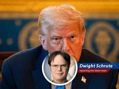 Dwight K. Schrute, Assistant Regional Manager (and volunteer Sheriff's Deputy), investigates claims that Trump's tariffs will cause price increases and finds them about as believable as Mose growing a beard. image