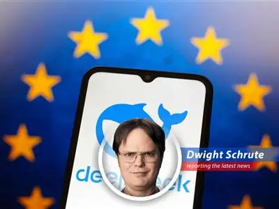 Dwight Schrute reports on Germany's data protection concerns over DeepSeek's AI app and its potential data transfer to China, a clear violation of GDPR and a threat to European security. image