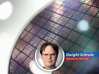 Dwight Schrute reports on Nvidia's triumphant return as the world's most valuable company, boosting Asian chip stocks and proving that AI is the new beet farming. image