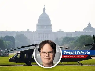Dwight Schrute reports on President Trump's controversial military parade in Washington D.C., juxtaposed against protests and escalating international tensions. Is this a display of strength or a misuse of government resources? Bears. Beets. Battlestars Galactica. And now, tanks. image