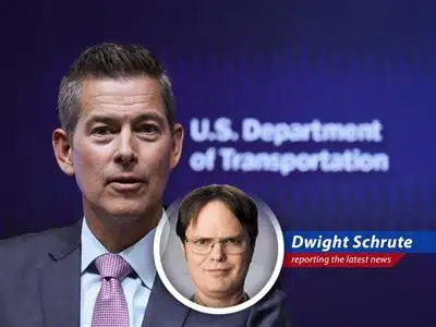 Dwight Schrute reports on the U.S. Transportation Department's plan to combat air traffic controller shortages and modernize infrastructure. Beet juice may be involved. image