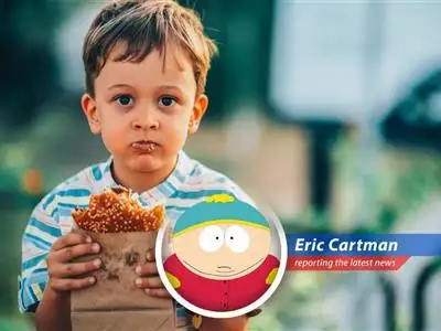 Eric Cartman reluctantly reports on toxic foods to avoid feeding your kids, because apparently, you can't conquer the world with a clogged artery. image
