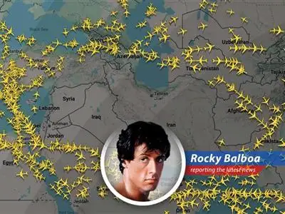 Following Iranian missile strikes, airlines are rerouting flights and closing airspace in the Middle East, kinda like avoiding Apollo Creed's right hook, ya know? image