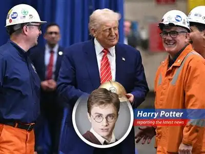 Former President Trump approves U.S. Steel's merger with Nippon Steel, stirring confusion and promises of golden shares and tariff hikes – a saga worthy of a Daily Prophet headline. image
