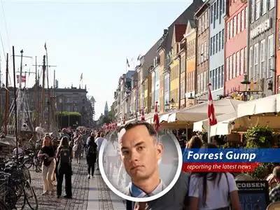 Forrest Gump reports on how folks in Denmark are protesting President Trump's policies by snubbing American goods, kinda like Jenny running away from me, but with groceries. image
