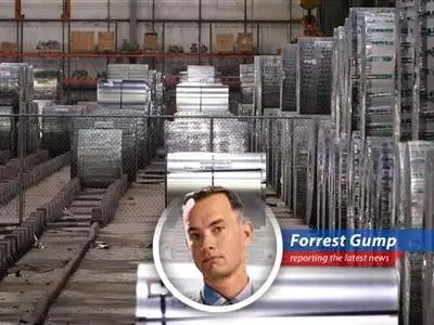 Forrest Gump reports on the stock market's ups and downs, from steel to solar and everything in between, with a little bit of Bubba Gump wisdom. image