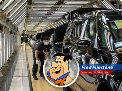 Fred Flinstone reports on China's slipping industrial profits despite stimulus efforts, leaving this Bedrock resident scratching his head. Sounds like Wilma's budget is in trouble! image