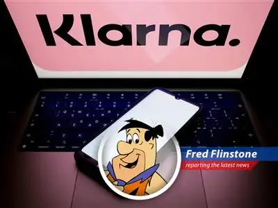Fred Flinstone reports on Klarna's new Visa debit card, offering a mix of modern finance and prehistoric humor. image