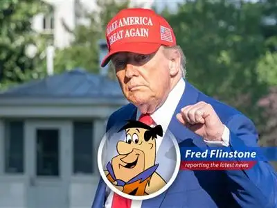 Fred Flinstone reports on President Trump's push for a new bill that could mean more clams for working stiffs like him... and maybe even Wilma's shopping sprees! image
